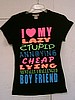 6 Pcs Ladies Neon Print Baby Doll T shirts I LOVE MY BOYFRIEND